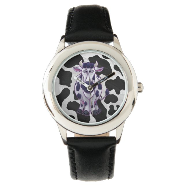 Reloj De Pulsera Salvaje de vaca negro y blanco (Anverso)