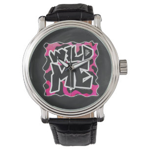 Reloj De Pulsera Salvaje de vaca rosa y blanco