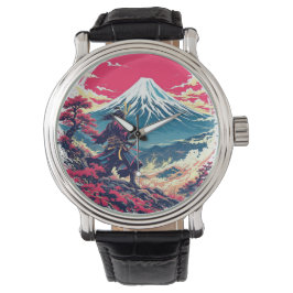 Reloj De Pulsera Samurai Warrior at Mount Fuji Japanese Art 