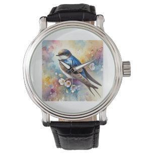 Reloj De Pulsera Sand Martin Bird 070824AREF106 - Watercolor