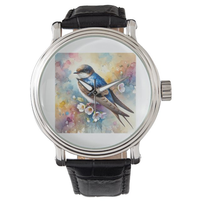 Reloj De Pulsera Sand Martin Bird 070824AREF106 - Watercolor (Anverso)