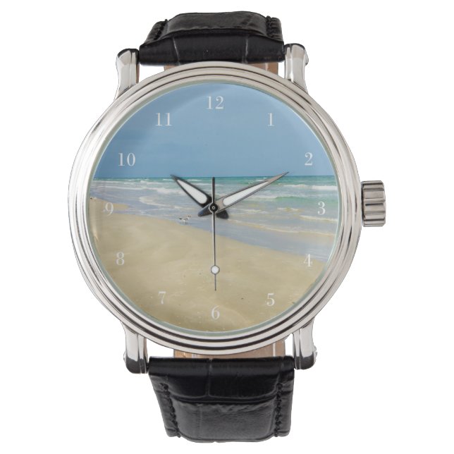 Reloj De Pulsera Sandpiper en la costa | Bonita foto de playa (Anverso)