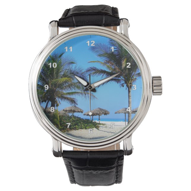 Reloj De Pulsera Sandy Beach With Palm Trees and An Ocean View (Anverso)