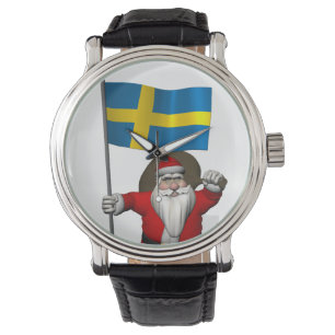 Reloj De Pulsera Santa Claus Con Bandera De Suecia