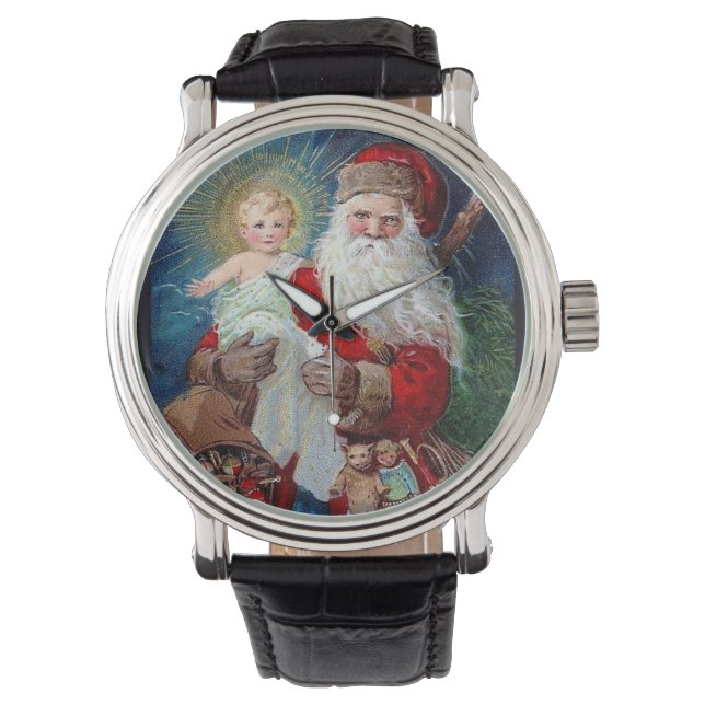 Reloj De Pulsera Santa Claus con el niño de Cristo (Anverso)