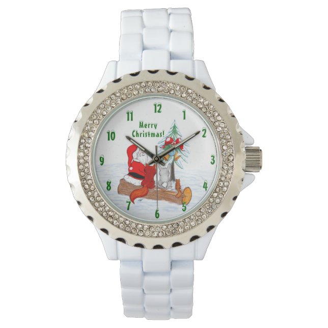 Reloj De Pulsera Santa Claus con Fox de Conejo y Squirrel (Anverso)