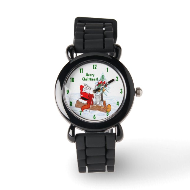 Reloj De Pulsera Santa Claus con Fox de Conejo y Squirrel (Anverso)