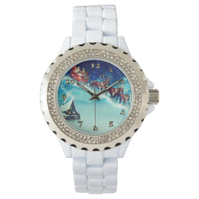 Reloj De Pulsera Santa Claus volando con renos (Anverso)