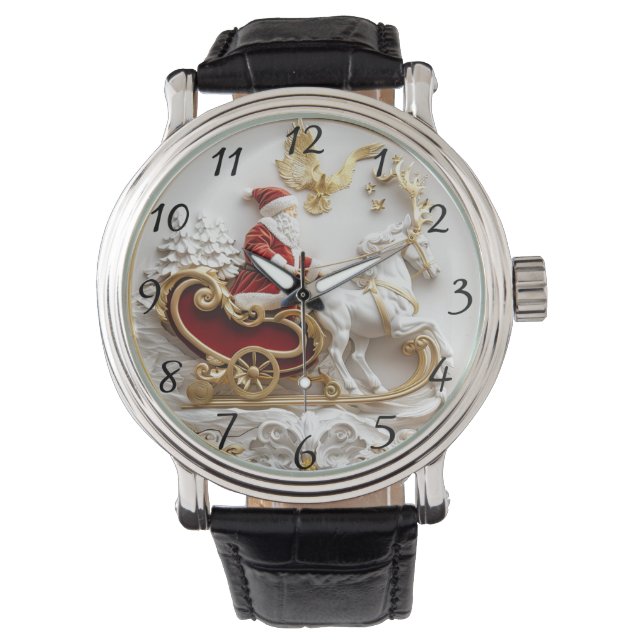Reloj De Pulsera Santa conduce su trineo a través del invierno (Anverso)