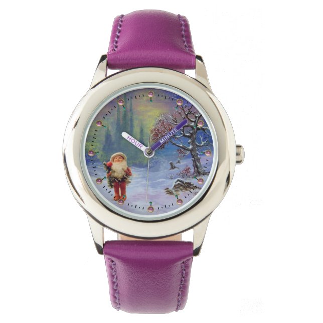 RELOJ DE PULSERA SANTA DE LOS GNOMS Y NIEVE DE INVIERNO (Anverso)