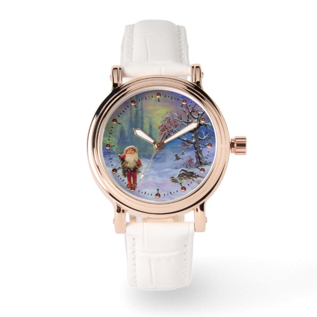 RELOJ DE PULSERA SANTA DE LOS GNOMS Y NIEVE DE INVIERNO (Anverso)