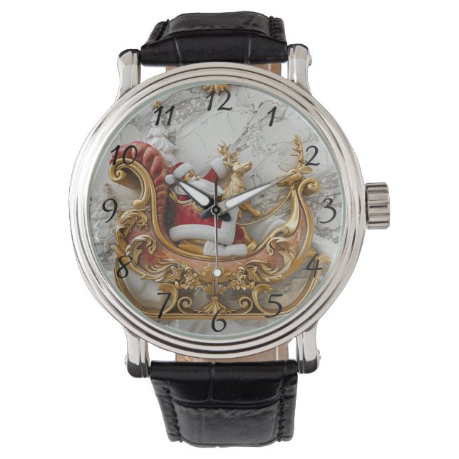 Reloj De Pulsera Santa monta un trineo con renos (Anverso)