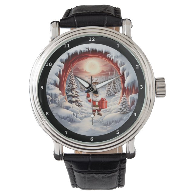 Reloj De Pulsera Santa's Snowy Moonlit Gift Wristwatch (Anverso)