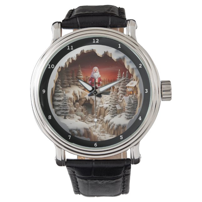 Reloj De Pulsera Santa's Snowy Village Christmas Timepiece (Anverso)