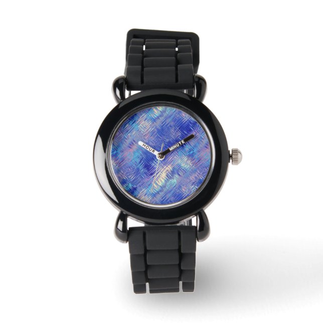 Reloj De Pulsera Sapphire Blue Scribled Textura (Anverso)