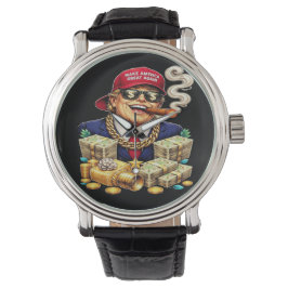 Reloj De Pulsera Satirical MAGA Billionaire Cartoon — Retro Pop Art