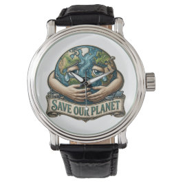 Reloj De Pulsera Save Our Planet Crying Earth Eco Awareness 