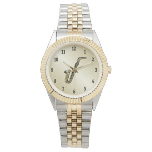 Reloj De Pulsera Saxofón con números negros
