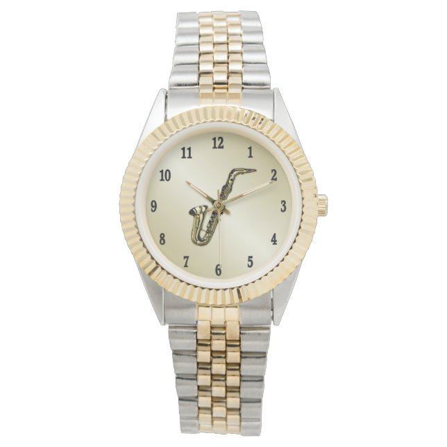 Reloj De Pulsera Saxofón con números negros (Anverso)