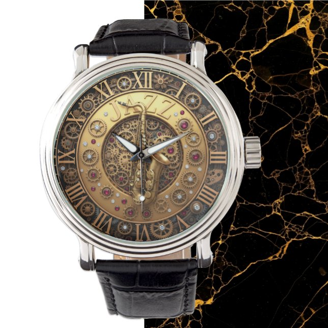 Reloj De Pulsera Saxofón, Jazz Watch, Música, Steampunk Industrial (Jazz, Saxophone Watch)