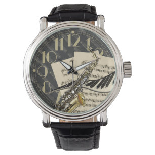 Reloj De Pulsera Saxofón y música del piano