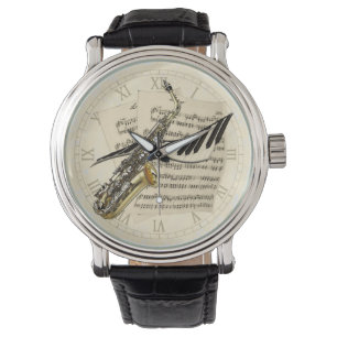 Reloj De Pulsera Saxofón y música del piano