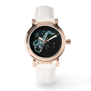 Reloj De Pulsera Saxofón y notas musicales