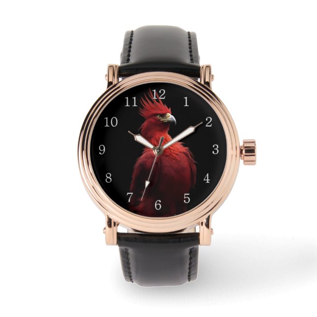 Reloj De Pulsera Scarlet Phoenix Sits Orgullosos Números blancos (Anverso)