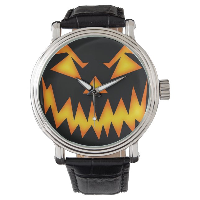 Reloj De Pulsera Scary Jack O Lantern Face (Anverso)