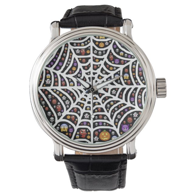 Reloj De Pulsera Scary Spooky Cobweb Collage (Anverso)