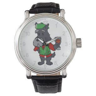 Reloj De Pulsera Schnauzer bebiendo jugo   elegir el color de vuelt