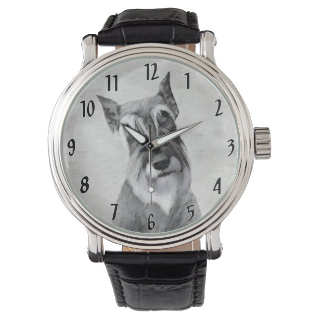 Reloj De Pulsera Schnauzer (gigante) - Arte de perros original muy  (Anverso)