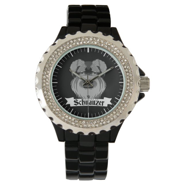 Reloj De Pulsera Schnauzer negro y gris (Anverso)