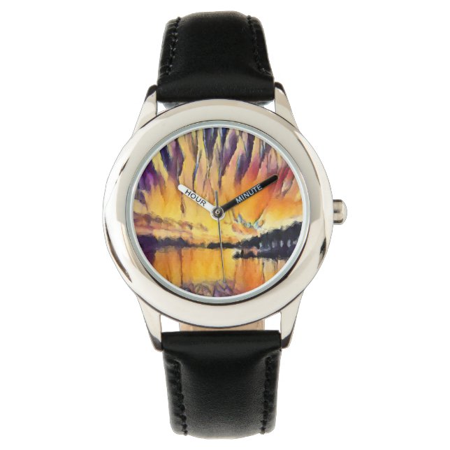 Reloj De Pulsera Schöner Sonnenaufgang als Aquarell Design (Anverso)