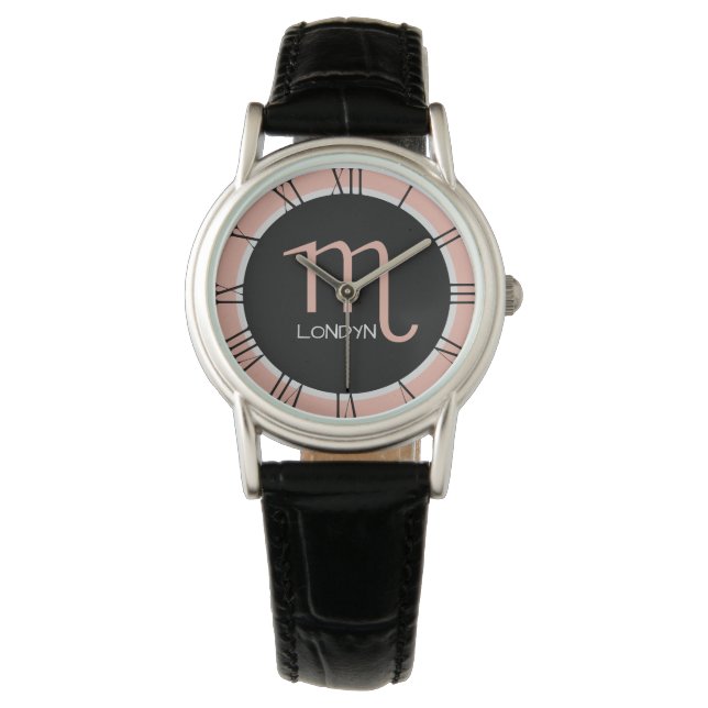 Reloj De Pulsera Scorpio Zodiac Rótulo Rosa Nombre personalizado ne (Anverso)