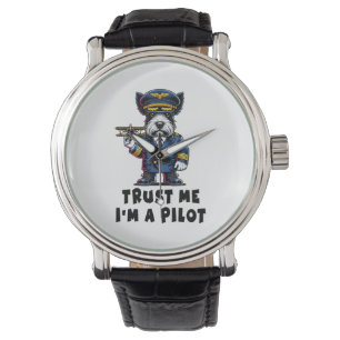 Reloj De Pulsera Scottish Terrier Trust Me Soy Un Piloto