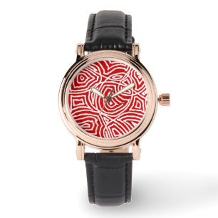 Reloj De Pulsera Scribbleprint rojo