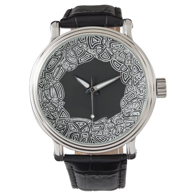 Reloj De Pulsera Scribbleprints en blanco y negro (Anverso)