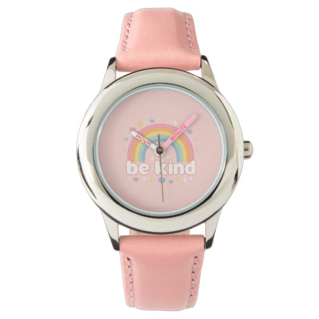 Reloj De Pulsera Sé Amable – Arcoíris Pastel de Positividad (Anverso)
