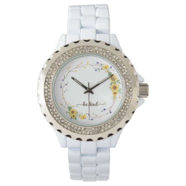 Reloj De Pulsera Sé amable, guirnalda botánica floral de girasol (Anverso)