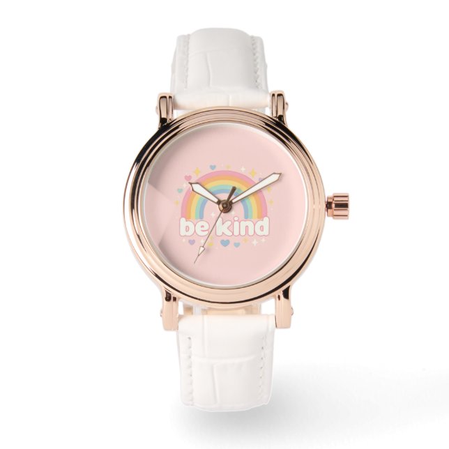 Reloj De Pulsera Sé Amable – Positividad de Arcoíris Pastel (Anverso)