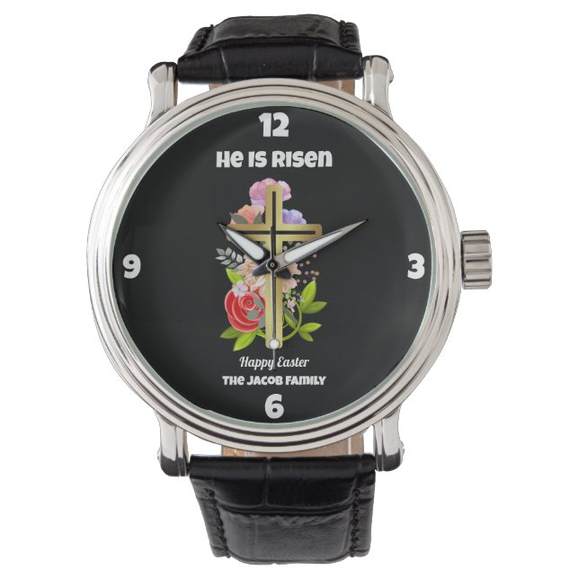Reloj De Pulsera Se levanta, feliz Pascua, familia Religiosa (Anverso)