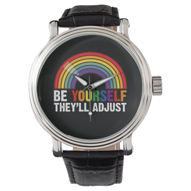 Reloj De Pulsera Sé tú mismo, ellos le harán el orgullo gay arcoiri (Anverso)
