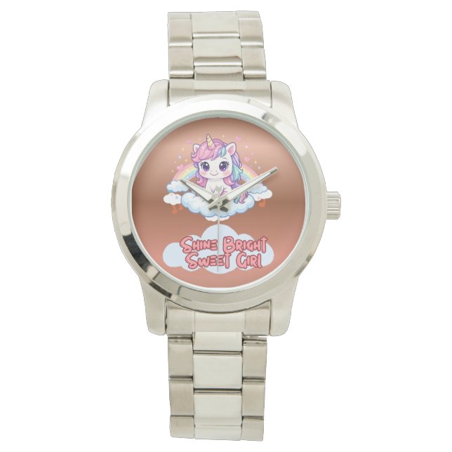 Reloj De Pulsera Sé Tu Propio Arcoíris Cute Unicornio  (Anverso)