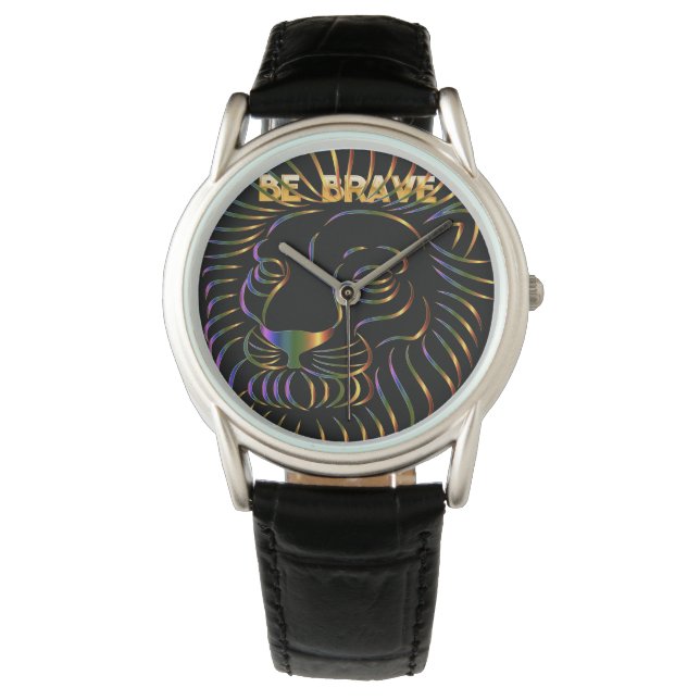 Reloj De Pulsera Sé valiente jefe de león de oro (Anverso)