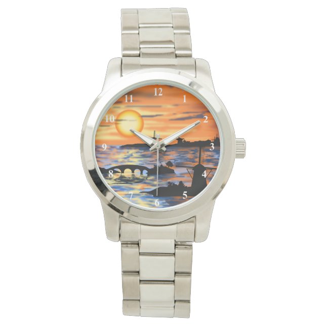 Reloj De Pulsera Sea Sunset Watch Gift - Painting (Anverso)