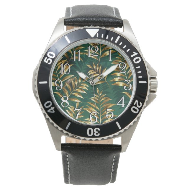 Reloj De Pulsera Seamless pattern with golden ferns (Anverso)