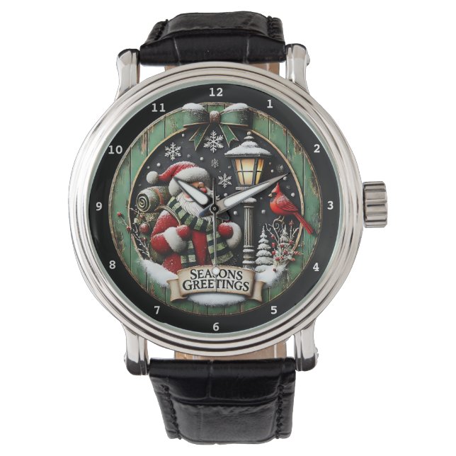 Reloj De Pulsera Seasons Greetings Santa Cardinal  (Anverso)