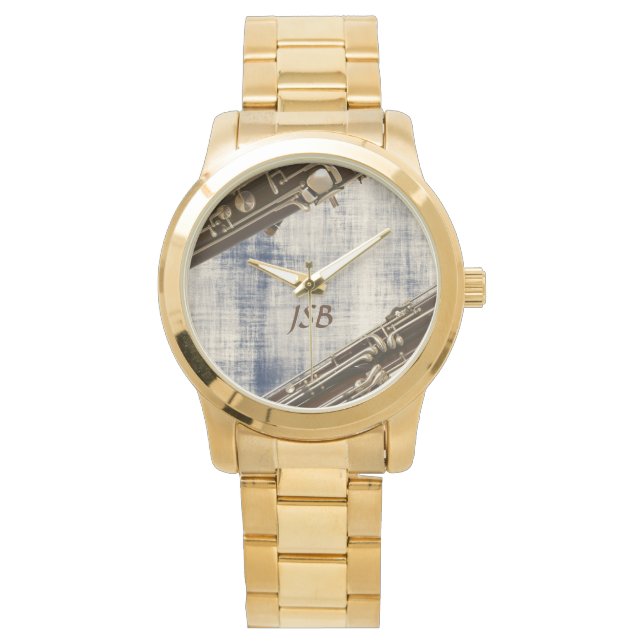 Reloj De Pulsera Secciones de Bassoon en Monograma de Personalizado (Anverso)