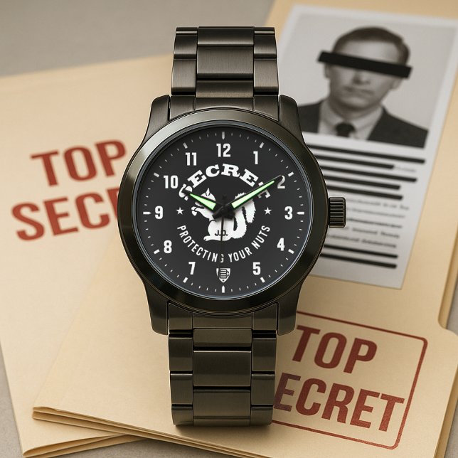 Reloj De Pulsera Secret Squirrel Protecting Your Nuts Personalized (Secret Squirrel Protecting Your Nuts Personalized Stainless Steel Watch)